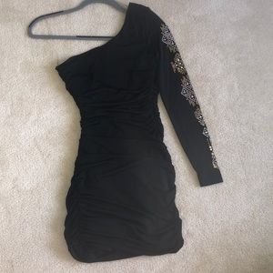 Black one shoulder dress size S with detailing